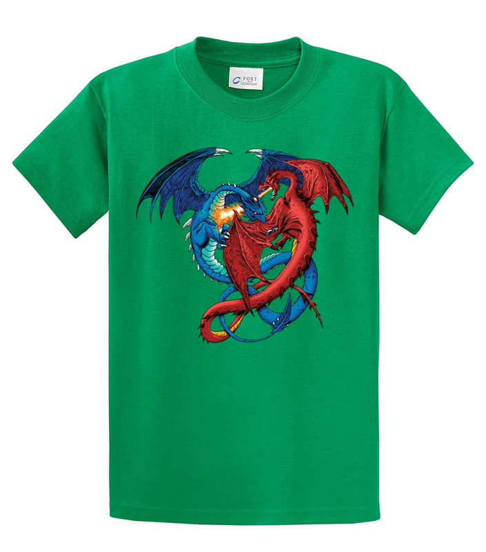 その他ブランド / Tシャツ/--/コットン/RED/プリント/DRAGON Dragon Red and Blue Dragons Fighting Fantasy Mythical Mother Draco