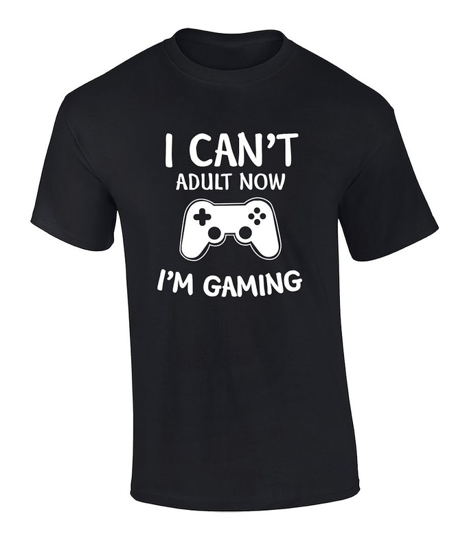 Funny I Cant Adult Now I'm Gaming Graphic Tee Shirt Black - Trenz