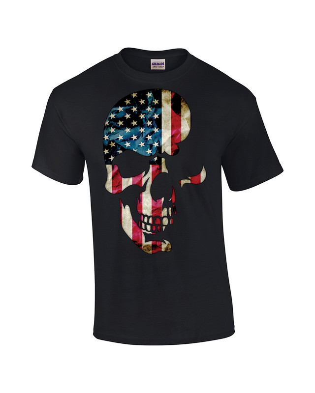 Americana Tシャツ American Flag Skull Americana Skeleton Head Patriotic
