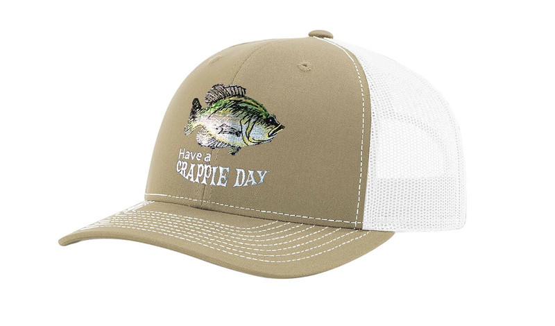 Have a Crappie Day Funny Fishing Mesh Back Trucker Hat Black