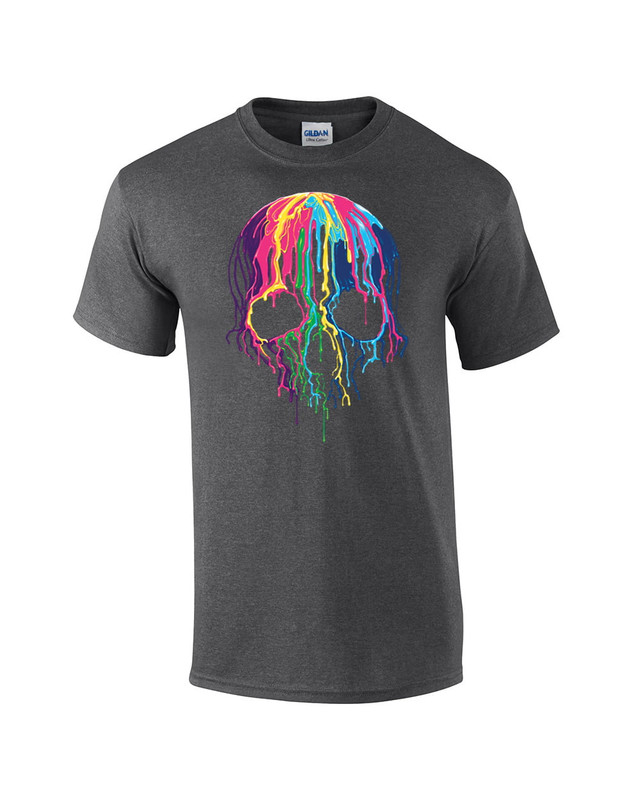 civarize skull 有刺鉄線 paint design tee Neon Skull Tee Shirt Melting Dripping Paint Skull Face