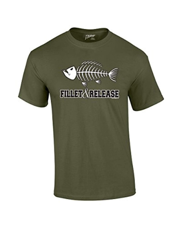 Fishing T-shirt Fillet and Release Fish Bones Tee Funny Humorous