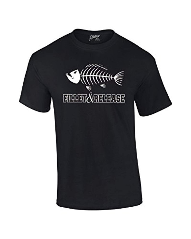 Fishing T-shirt Fillet and Release Fish Bones Tee Funny Humorous