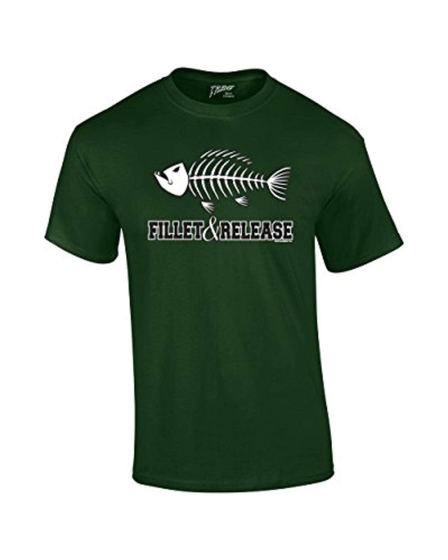 Fishing T-shirt Fillet and Release Fish Bones Tee Funny Humorous