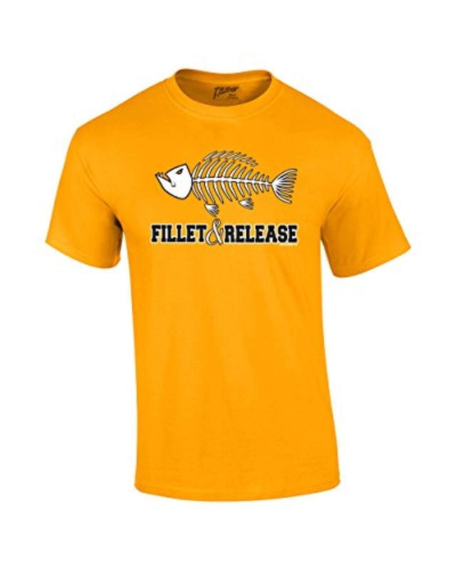 Fishing T shirt Fillet and Release Fish Bones Tee Funny Humorous