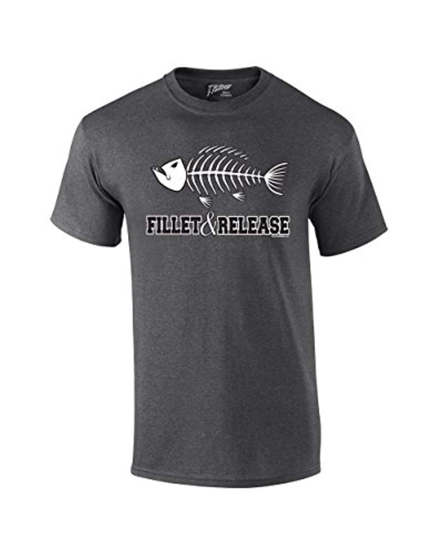 Fishing T-shirt Fillet and Release Fish Bones Tee Funny Humorous