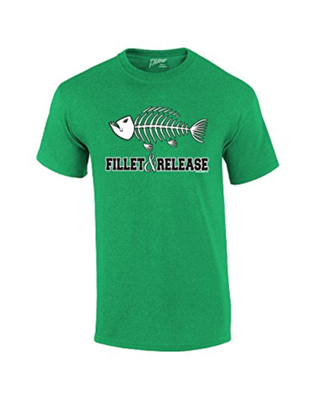 Fishing T-shirt Fillet and Release Fish Bones Tee Funny Humorous
