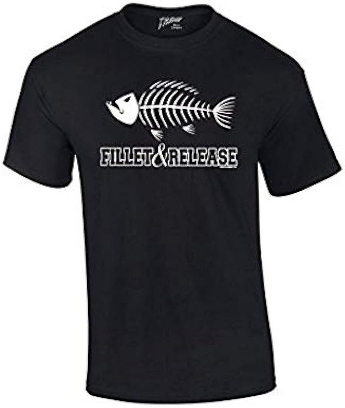 Fishing T-shirt Fillet and Release Fish Bones Tee Funny Humorous