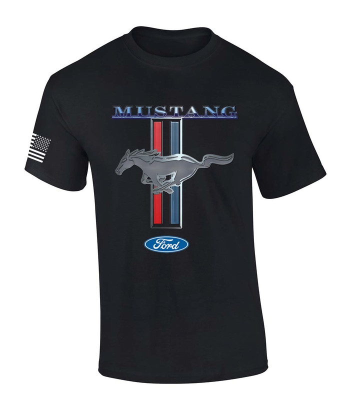 Ford Mustang T-shirt Pony Stripes Logo Classic Retro Design