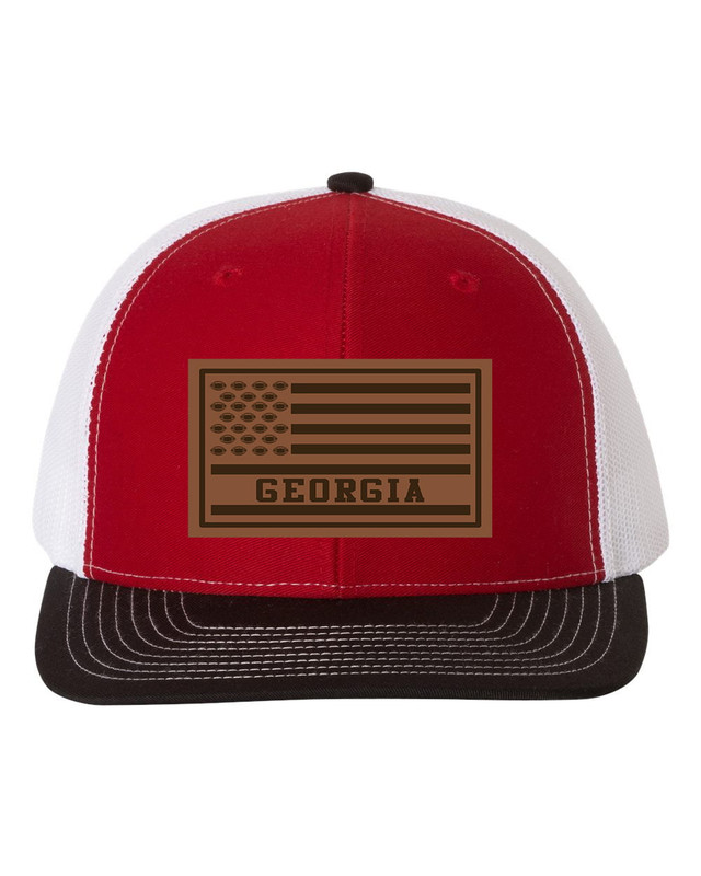 College Football Team Color Leather Patch Trucker Trenz Shirt