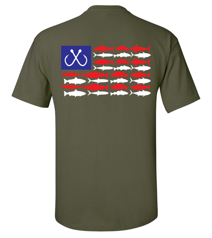 Patriotic Salt Water Fish American Flag USA Saltwater Fishing Outdoors  Men's Short Sleeve T-shirt - Trenz Shirt Company
