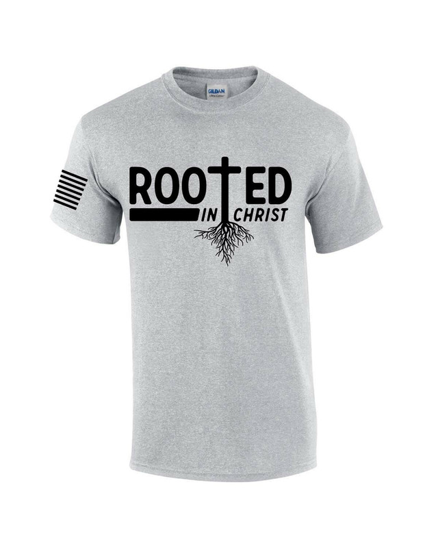 Rooted In Christ Tree Roots Mens Christian Short Sleeve T-shirt