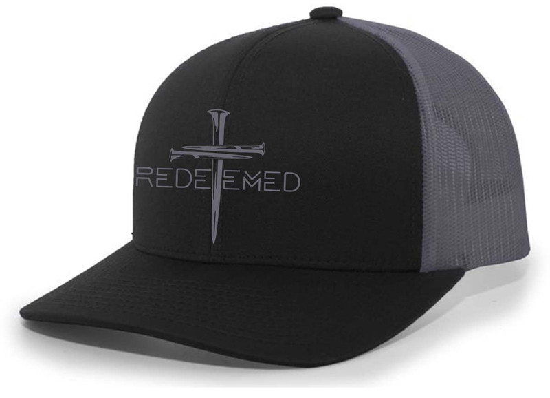 Christian Redeemed Cross Nails Mens Embroidered Mesh Back