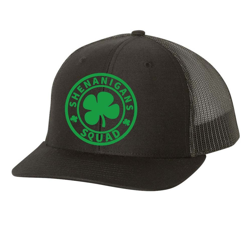 Mens St. Patrick's Day Shenanigans Squad Clover Embroidered Mesh