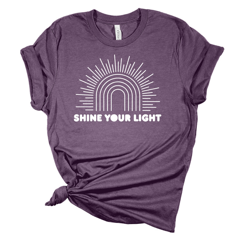 Shine Your Light Sunshine Rainbow Christian Unisex Ladies Design Christian T-shirt