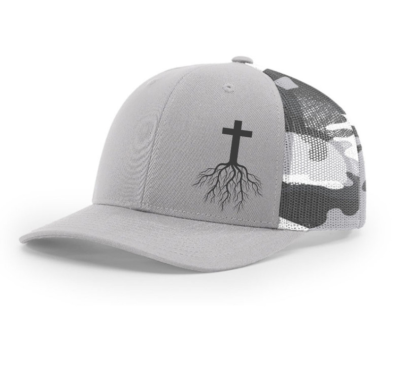 Christian Cross Roots Jesus Christ Mens Embroidered Mesh Back