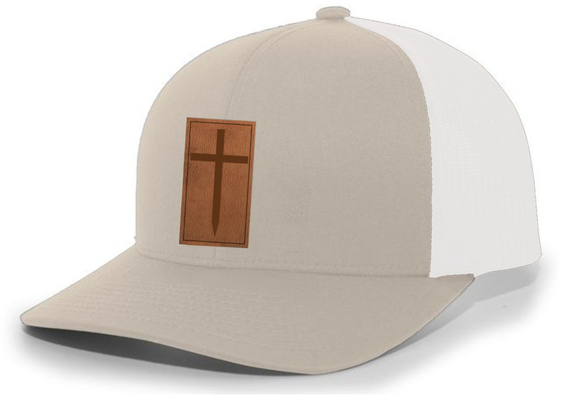 Christian Cross Leather Patch Mesh Back Trucker Hat Christian Mens