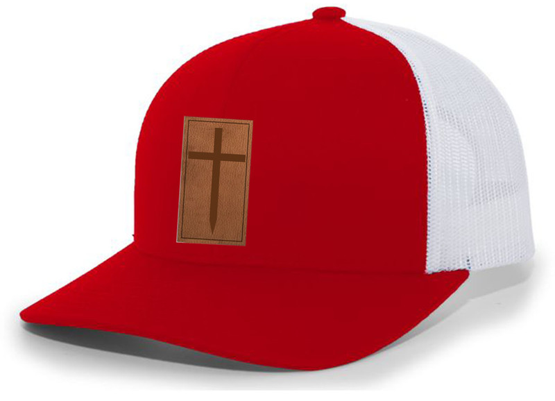 Christian Cross Leather Patch Mesh Back Trucker Hat Christian Mens