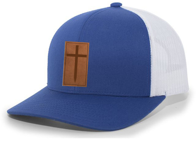 Christian Cross Leather Patch Mesh Back Trucker Hat Christian Mens