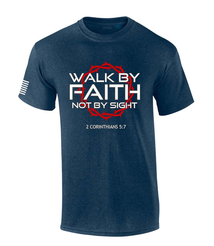 LES SIX レシス 24SS faith tee エンブレムTシャツ 3 Mens Christian Shirt Walk By Faith Not By Sight 2 Corinthians 5:7
