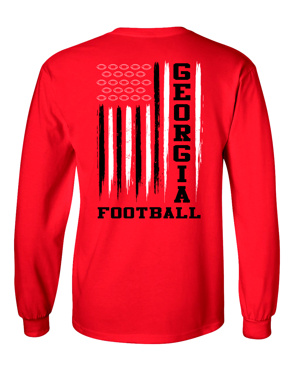 Georgia Football Team Color American Flag Unisex Long Sleeve T-shirt Graphic Tee - Bild 8 von 10