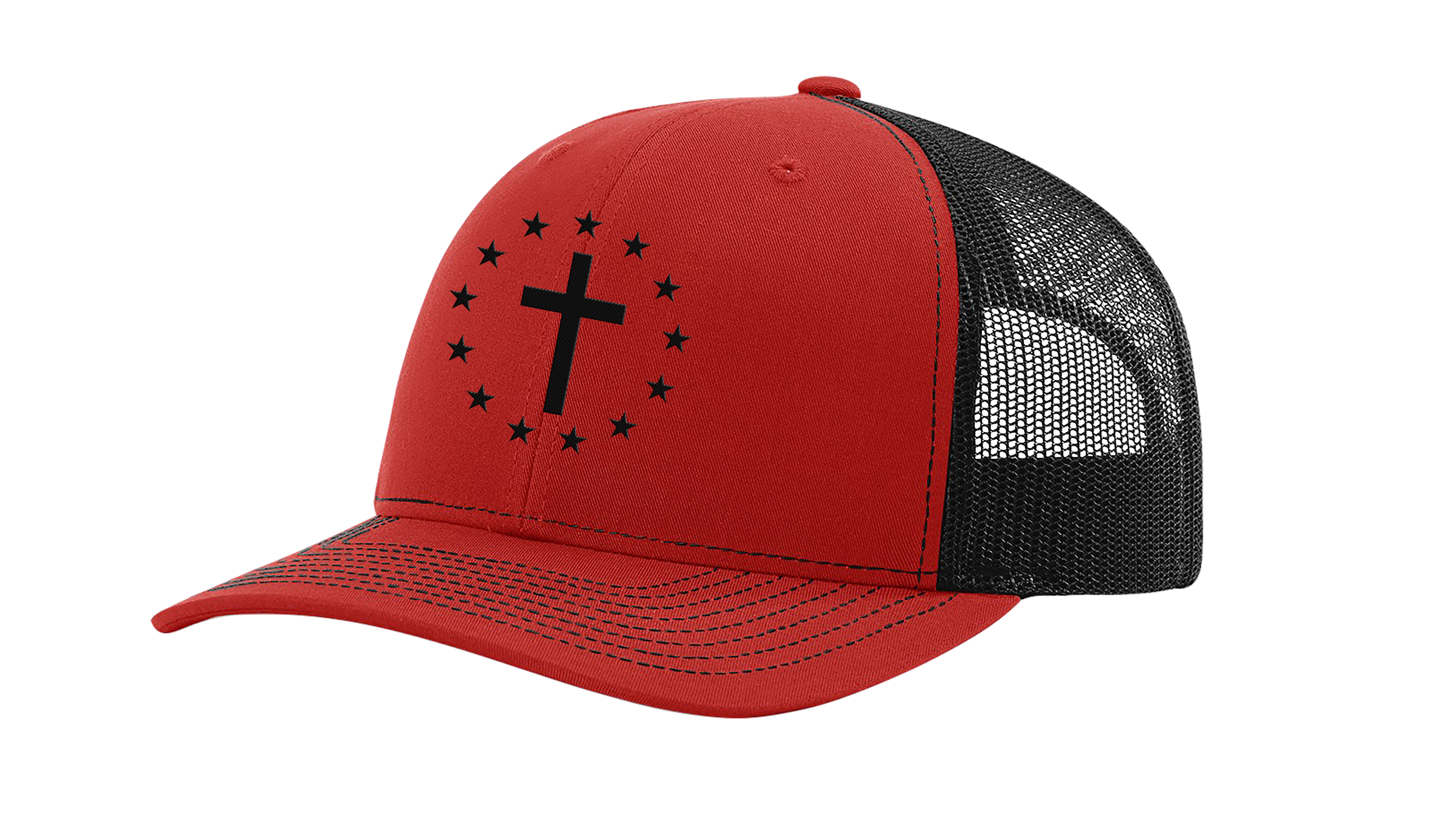 Men's Christian Cross Patriotic 13 Stars Betsy Ross American Flag Embroidered - Picture 15 of 16