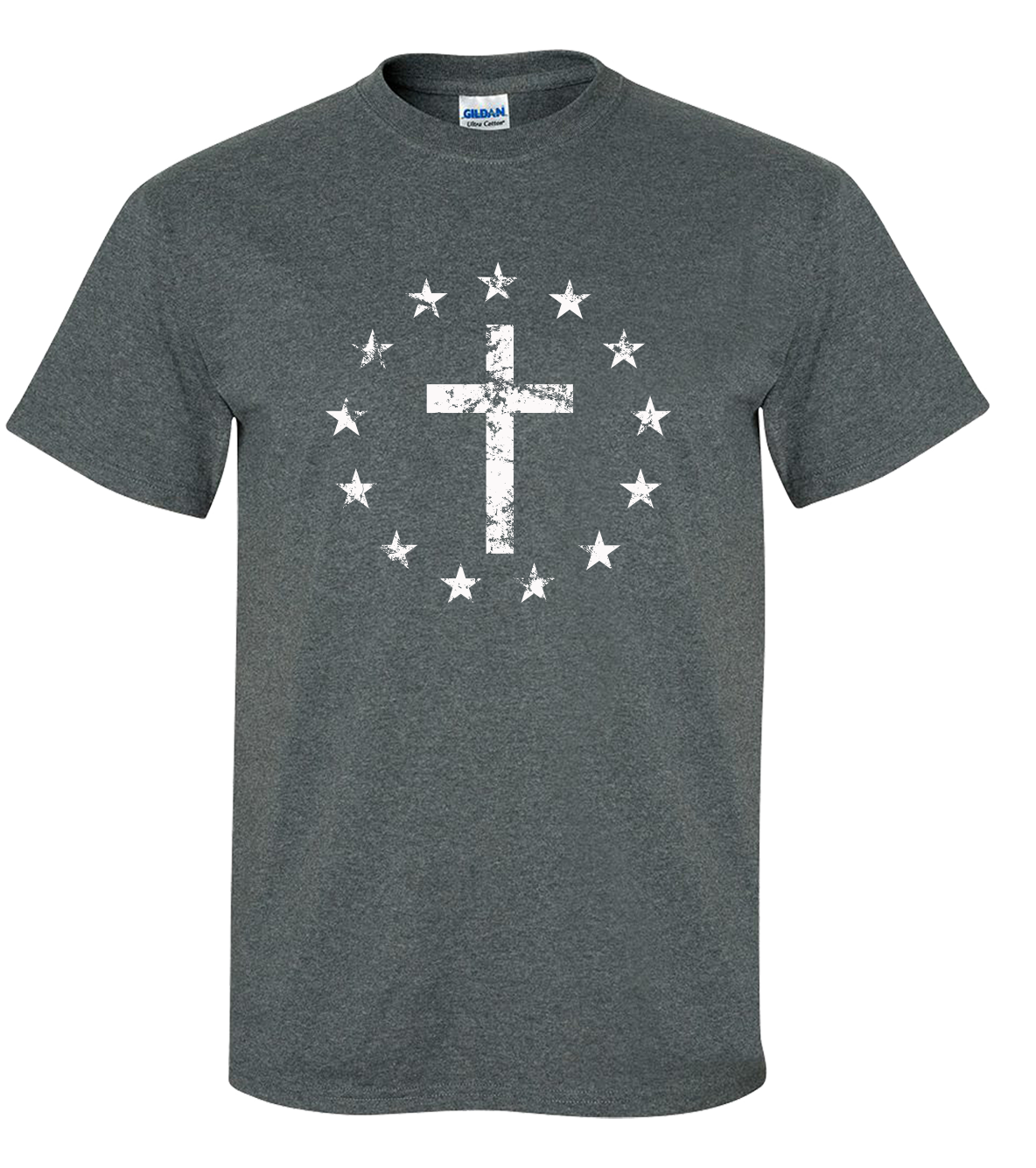 Men's Christian Cross Surrounded By Patriotic Betsy Ross Flag 13 Stars Short - Afbeelding 11 van 30
