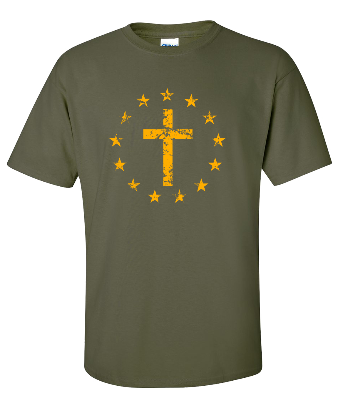 Men's Christian Cross Surrounded By Patriotic Betsy Ross Flag 13 Stars Short - Afbeelding 15 van 30
