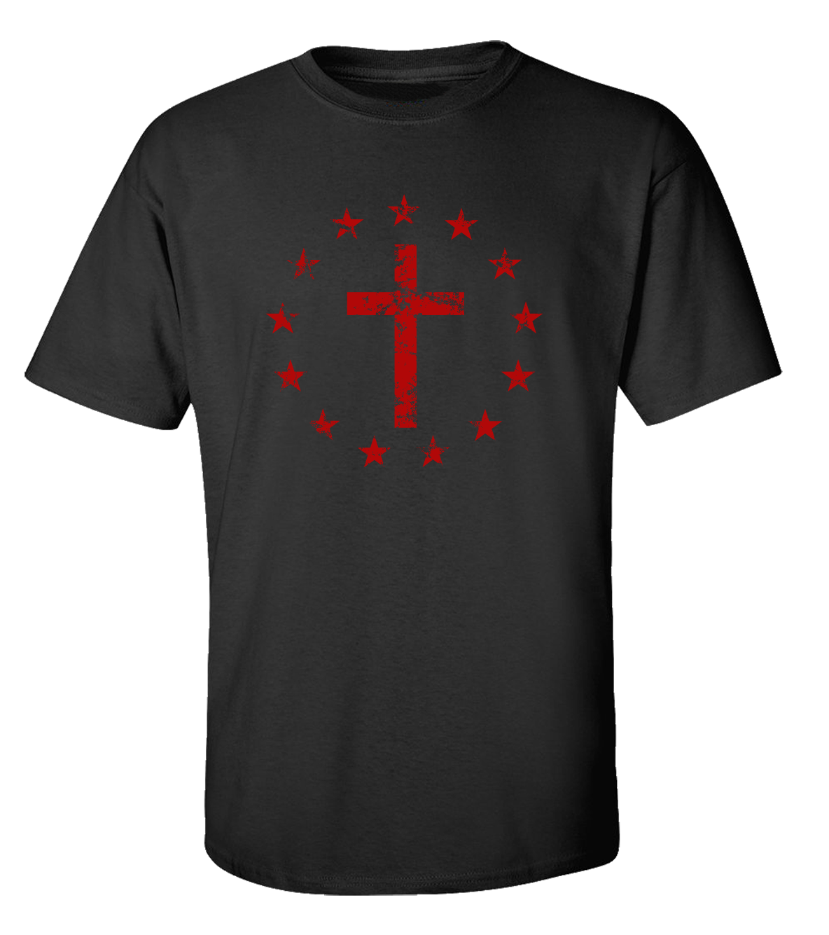 Men's Christian Cross Surrounded By Patriotic Betsy Ross Flag 13 Stars Short - Afbeelding 7 van 30