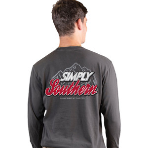 Simply Southern Men's Mountain Outline Logo Adult Long Sleeve T