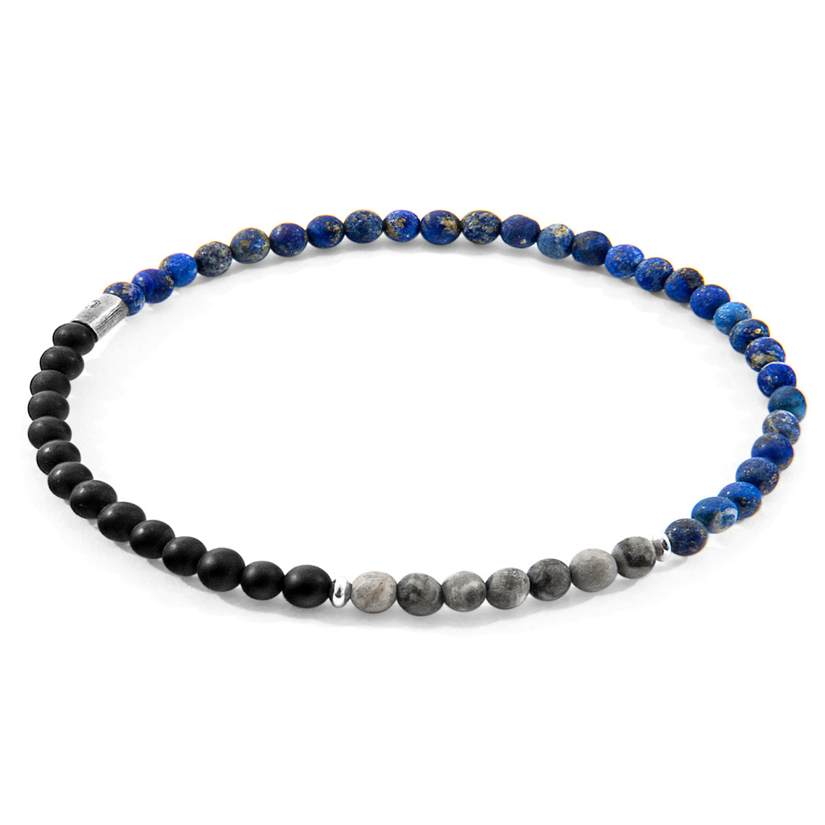 Blue Sodalite Black Onyx and Grey Jasper Joshua Silver and Stone SKINNY Bracelet