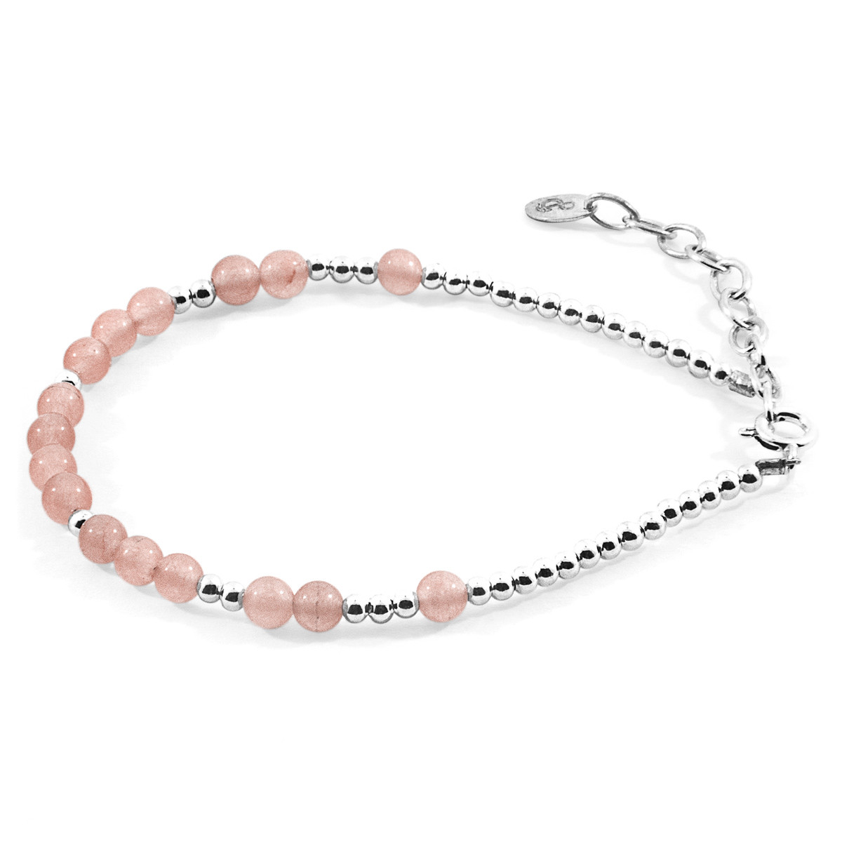 Pink Agate Sienna Silver and Stone Bracelet