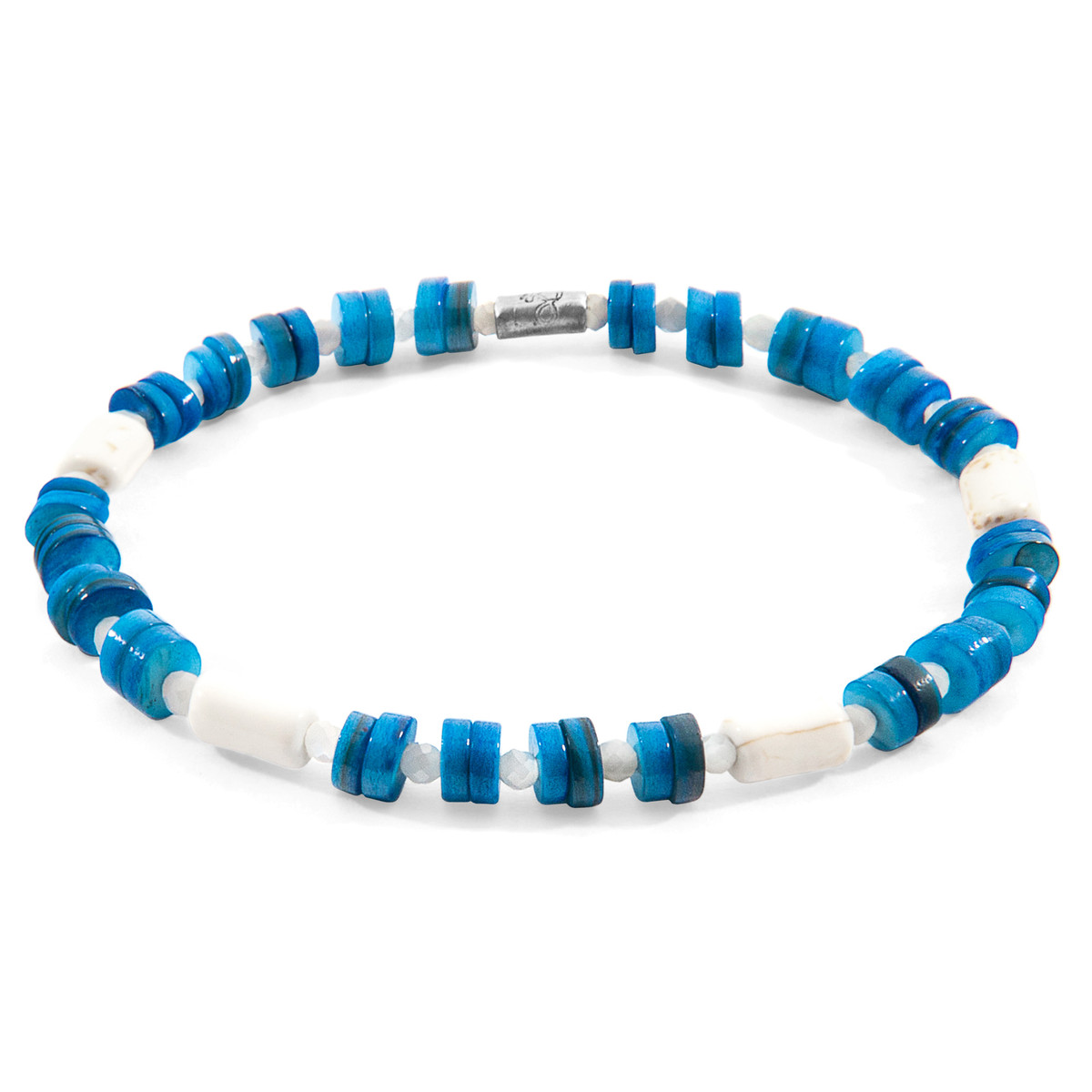 Blue Maisie Silver and Freshwater Shell SKINNY Bracelet