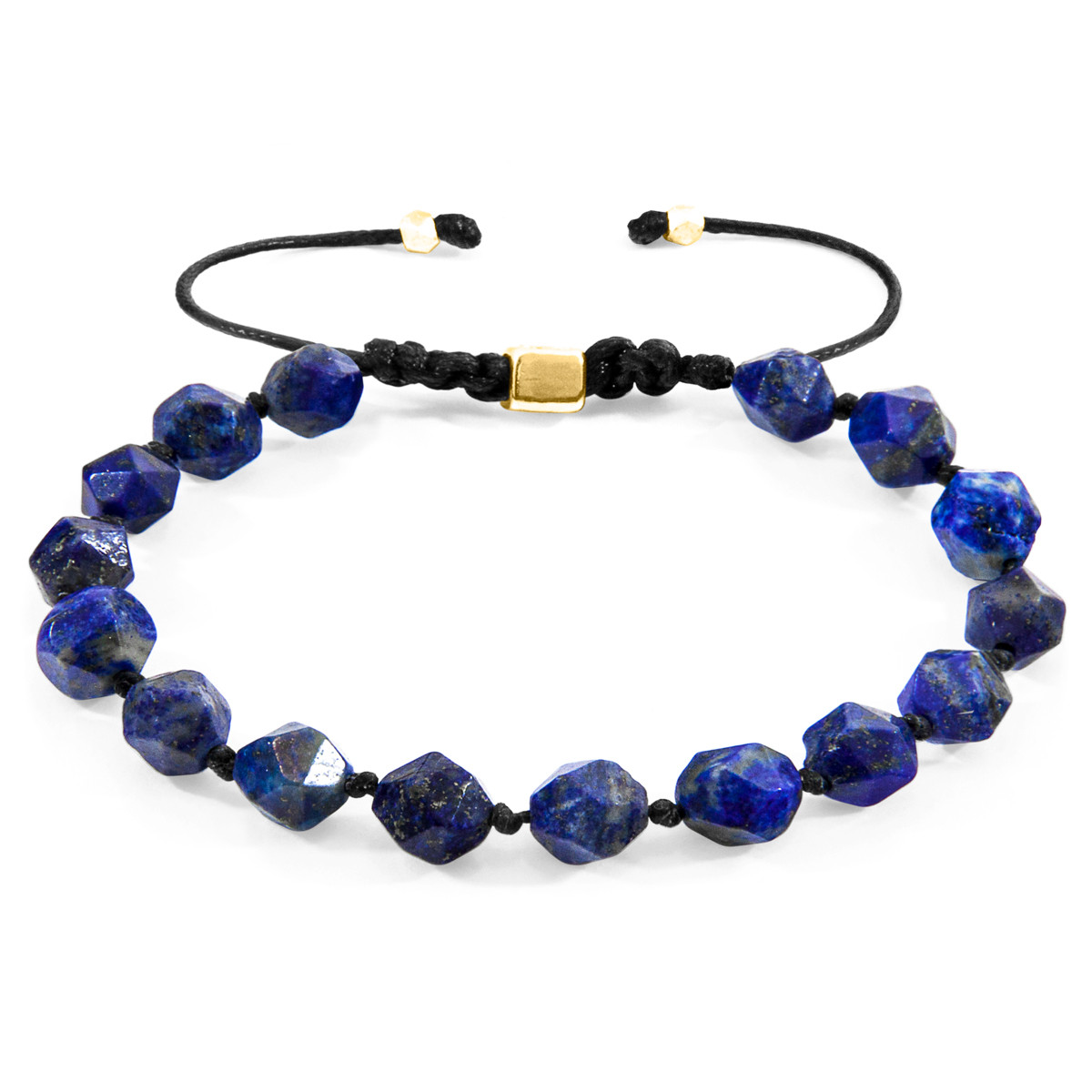 Blue Lapis Lazuli Zebedee 9ct Yellow Gold and Stone Beaded Macrame Bracelet
