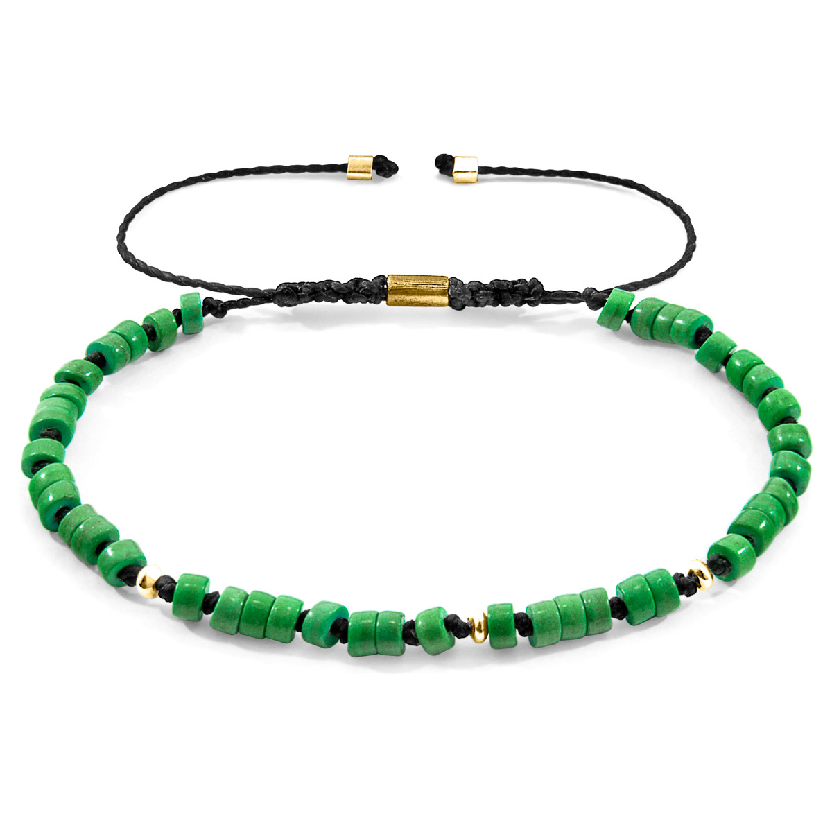 Green Turquoise Percy 9ct Yellow Gold and Stone SKINNY Macrame Bracelet