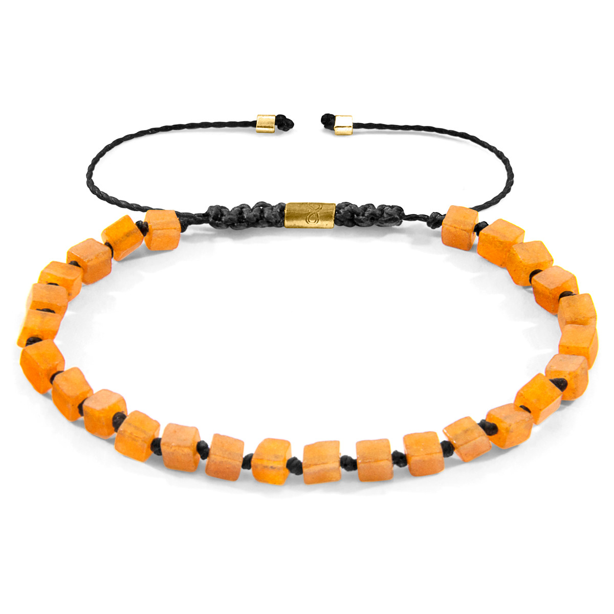 Orange Aventurine Ralph 9ct Yellow Gold and Stone SKINNY Macrame Bracelet