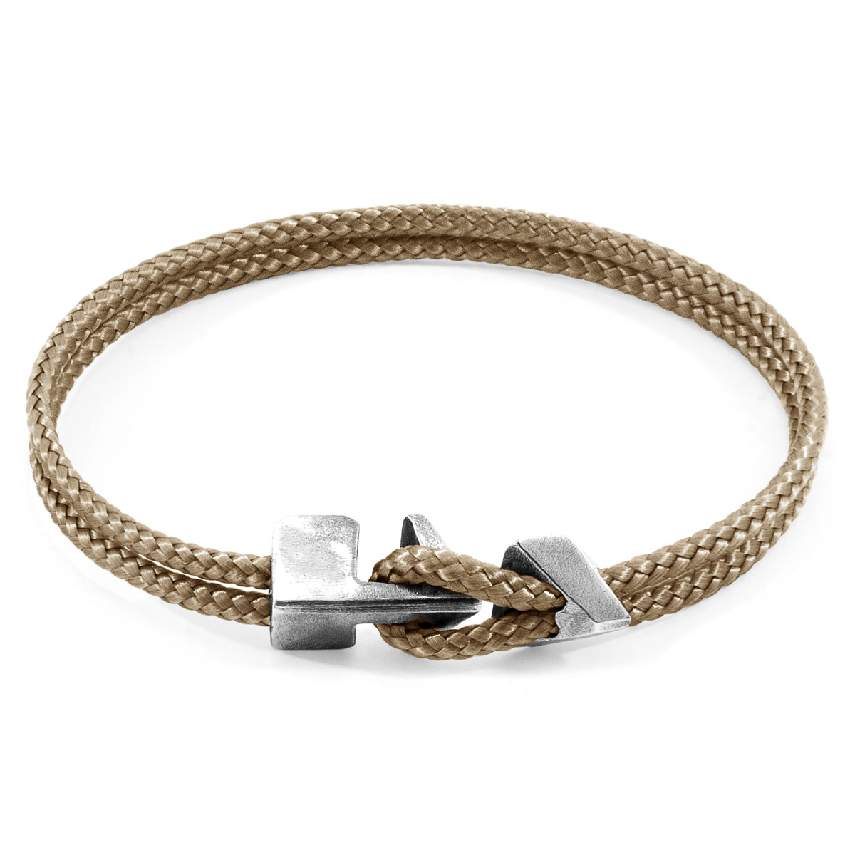 Sand Brown Brixham Silver and Rope Bracelet