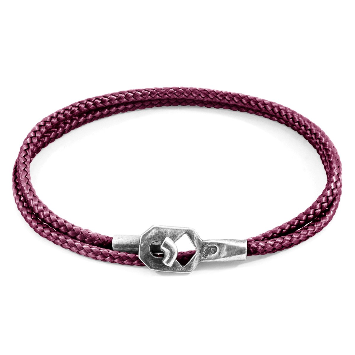 Aubergine Purple Tenby Silver and Rope Bracelet