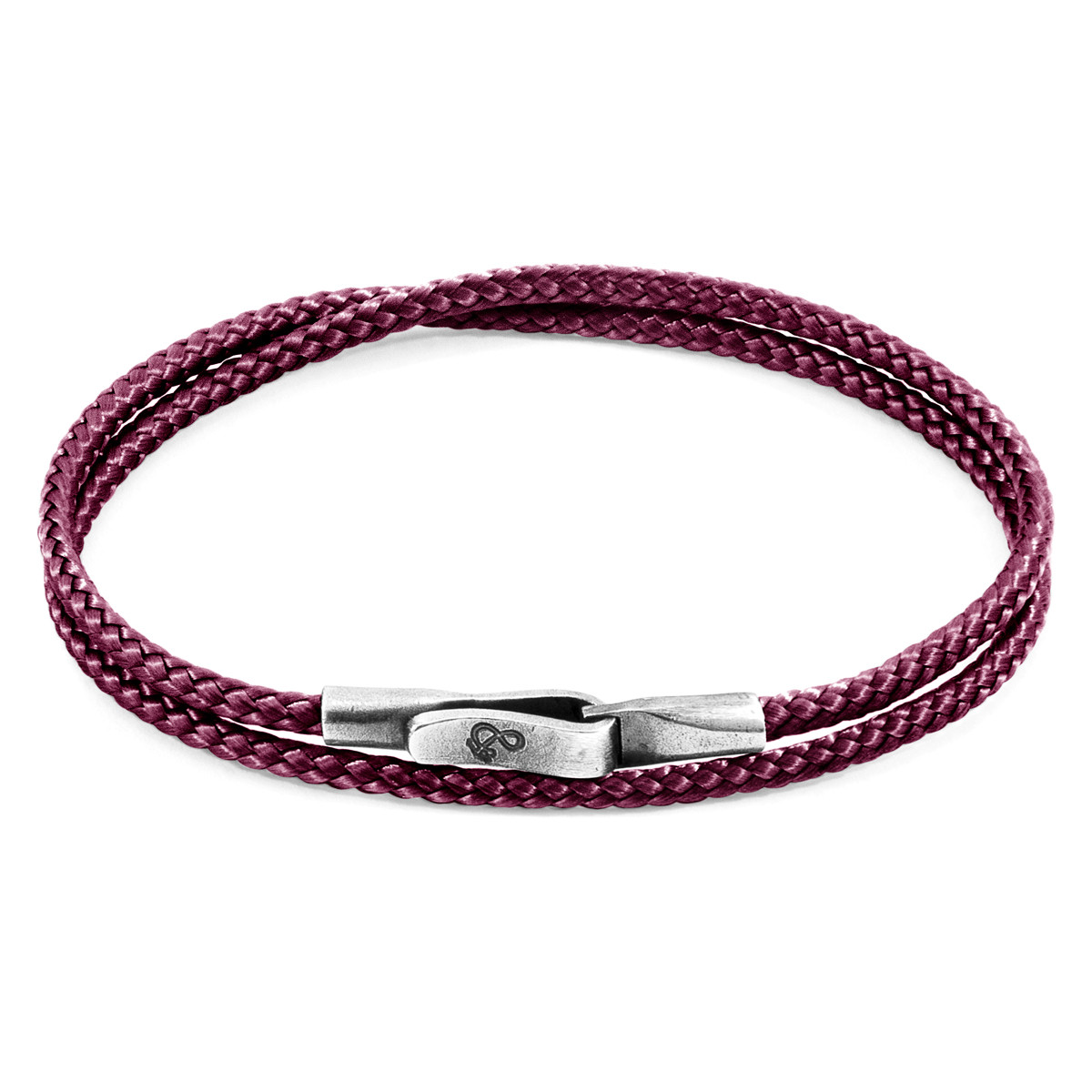 Aubergine Purple Liverpool Silver and Rope Bracelet