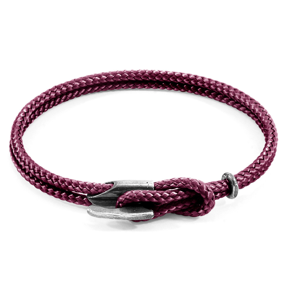 Aubergine Purple Padstow Silver and Rope Bracelet at ANCHOR and CREW