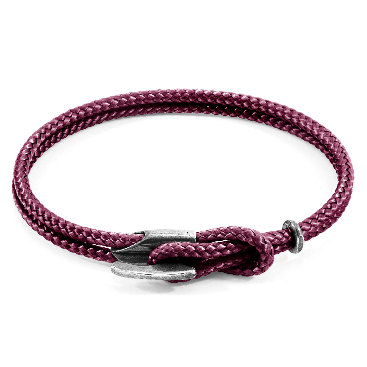 Aubergine Purple Padstow Silver and Rope Bracelet