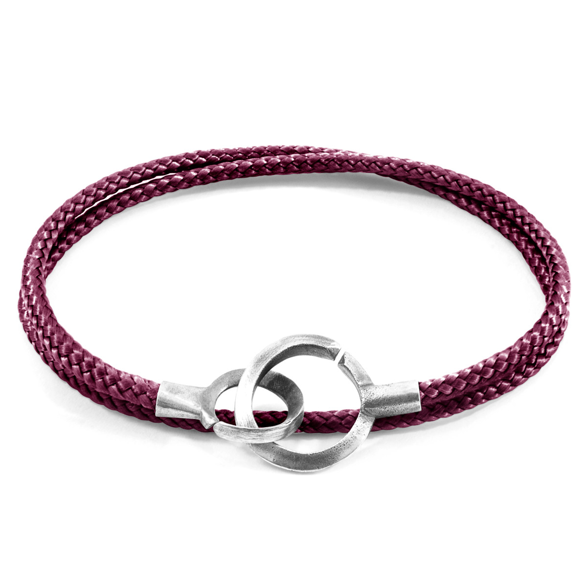 Aubergine Purple Montrose Silver and Rope Bracelet