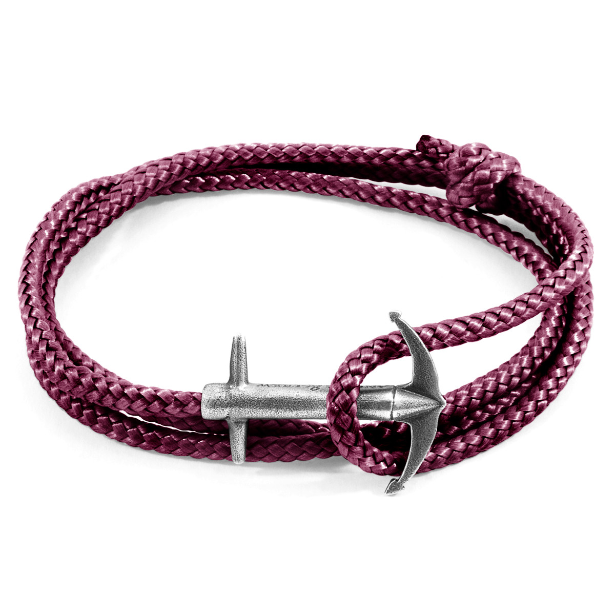 Aubergine Purple Admiral Anchor Silver and Rope Bracelet at ANCHOR and CREW