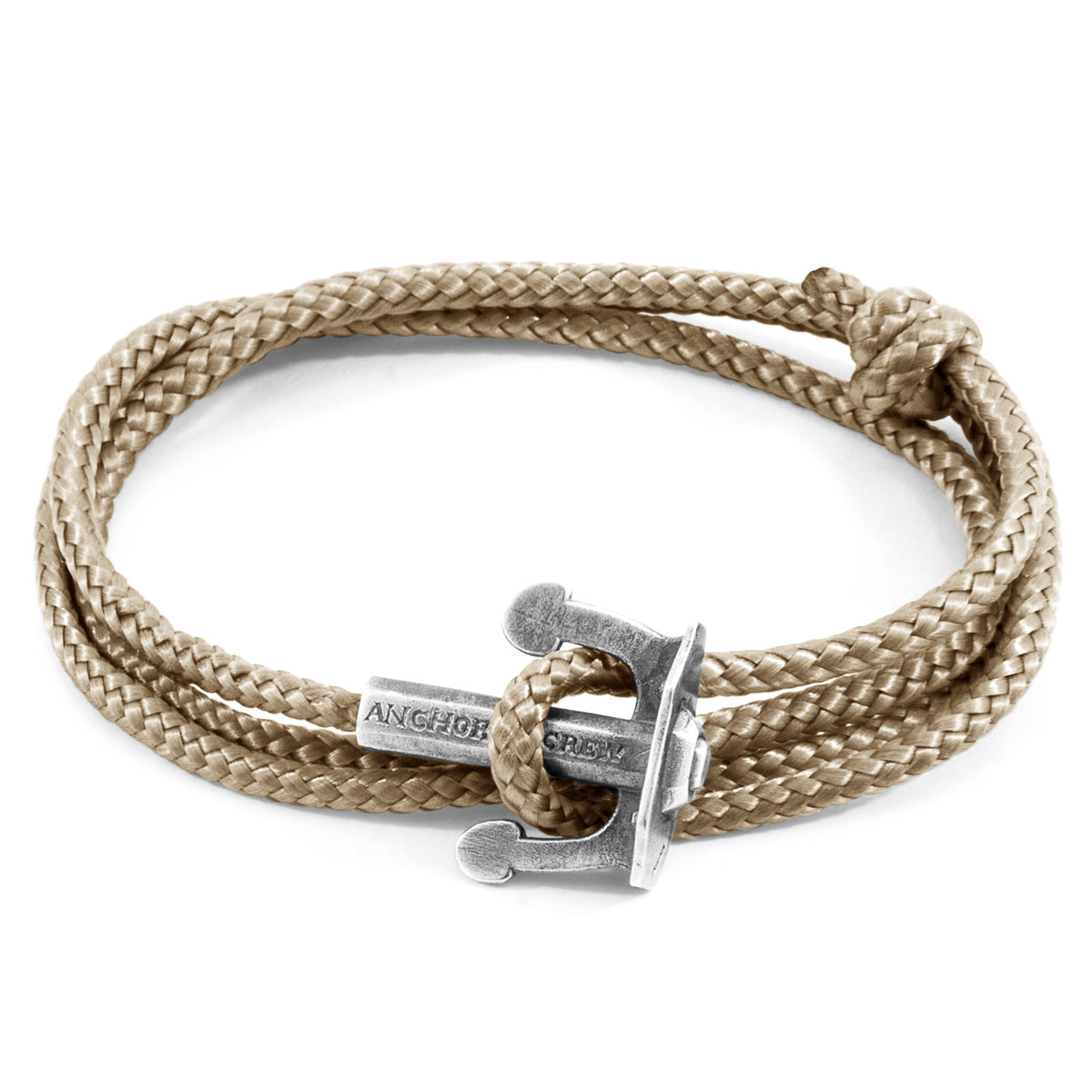 Sand Brown Union Anchor Silver and Rope Bracelet