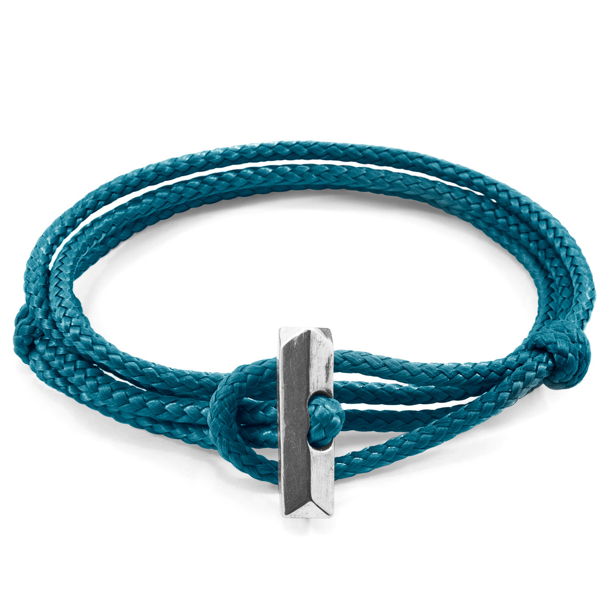 Ocean Blue Oxford Silver and Rope Bracelet