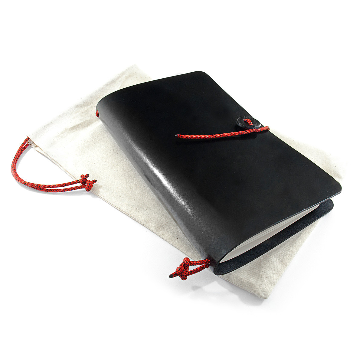 Anchor & Crew Black Medium Travellers Leather and Red Noir Rope Journal