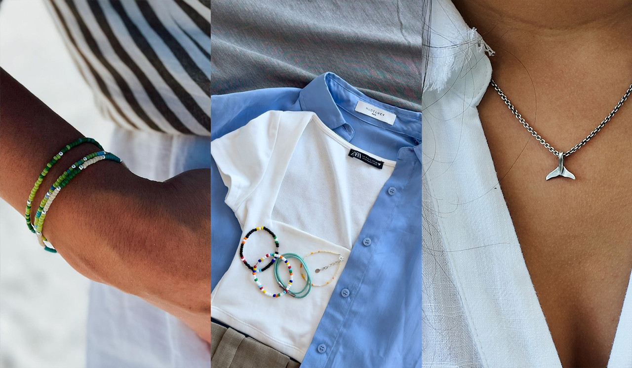 Womens Leather Silver Natural Stone Bracelets