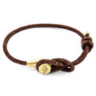 Anchor & Crew Mocha Brown Dundee 9ct Yellow Gold and Stingray Leather Bracelet