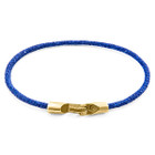 Anchor & Crew Azure Blue Talbot 9ct Yellow Gold and Stingray Leather Bracelet