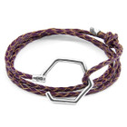 Anchor & Crew Deep Purple Storey Silver and Braided Leather Bracelet
